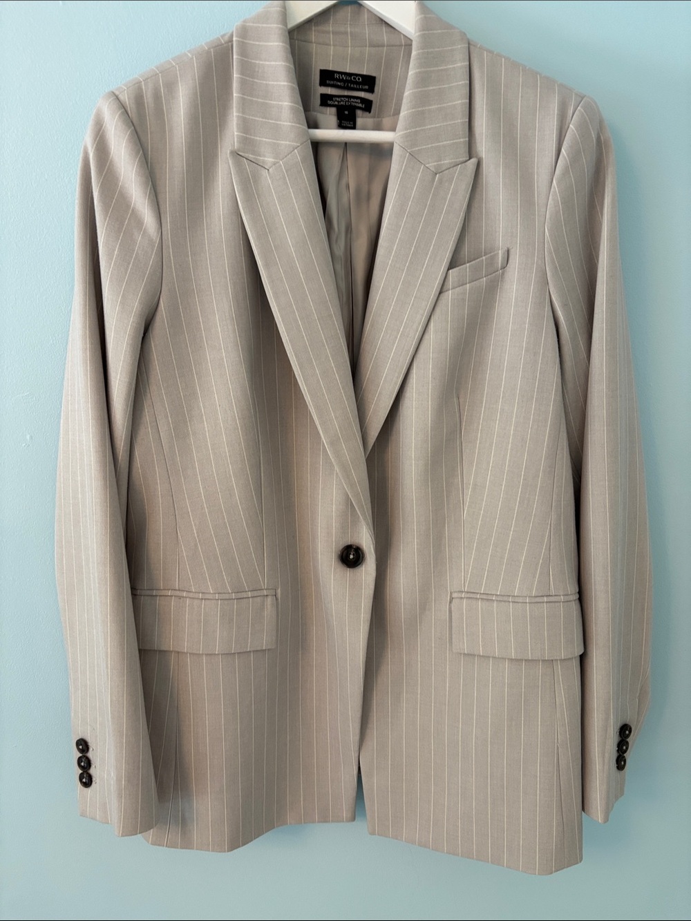 RW&CO. Light Grey and White Pinstripe Blazer and Matching Trousers - Picture 3 of 7